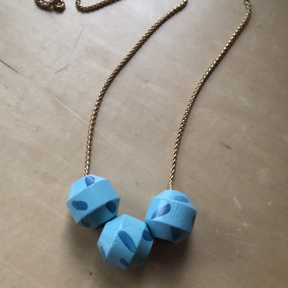 Hand painted wood bead necklace